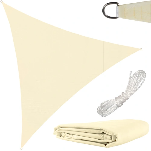 Εκρού τριγωνικό πανί σκίασης Gardlov 3x3x3m SUN SAIL TRIANGLE με κρίκους σε εξωτερικό χώρο