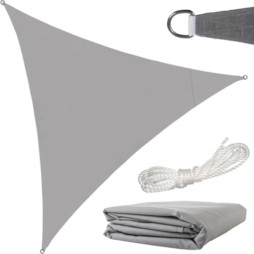 Γκρι τριγωνικό πανί σκίασης Gardlov 3x3x3m SUN SAIL TRIANGLE με κρίκους σε εξωτερικό χώρο