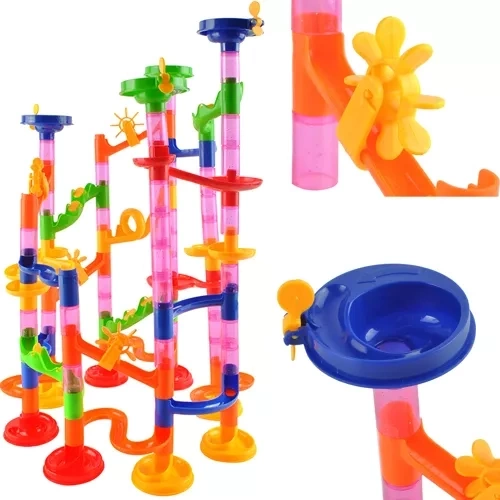 Παιχνίδι κατασκευών Kruzzel 3D Ball Race / Ball Slide με συναρμολογημένη πίστα και μπάλες σε διάφορα χρώματα.