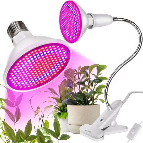 LED λάμπα καλλιέργειας φυτών 200 LED με κόκκινο και μπλε φως και βάση με κλιπ