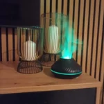 Μαύρη LED συσκευή αρωματοθεραπείας Ruhhy με εφέ φλόγας και ομίχλη ατμού
