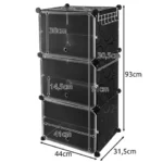 Παπουτσοθήκη 6 ραφιών μαύρη modular με πόρτες και κρεμάστρα