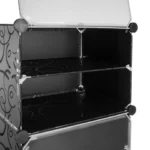 Παπουτσοθήκη 6 ραφιών μαύρη modular με πόρτες και κρεμάστρα