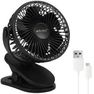 Ruhhy Ανεμιστηράκι Κλιπ Ασύρματο Μαύρο USB-C 1200mAh