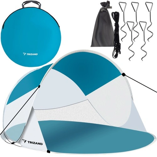 Σκίαστρο παραλίας Trizand Pop Up τιρκουάζ 190x120x90cm με κουνουπιέρες στην άμμο