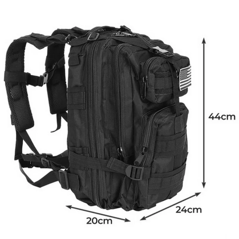 Unisex Αδιάβροχο Σακίδιο Πλάτης Ταξιδίου XL 26L σε μαύρο χρώμα με πλαϊνή όψη