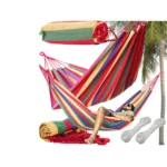 Αιώρα κήπου διπλή XXL ριγέ 200x150cm με κάλυψη