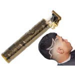 Επαναφορτιζόμενη κουρευτική μηχανή Gold Beard BARBER σε χρυσό χρώμα με χτενάκια και αξεσουάρ.