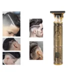 Επαναφορτιζόμενη κουρευτική μηχανή Gold Beard BARBER σε χρυσό χρώμα με χτενάκια και αξεσουάρ.